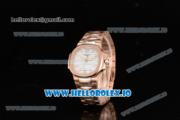 Patek Philippe Nautilus Miyota 9015 Automatic Rose Gold Case White Dial With Stick Markers Rose Gold Bracelet - Click Image to Close
